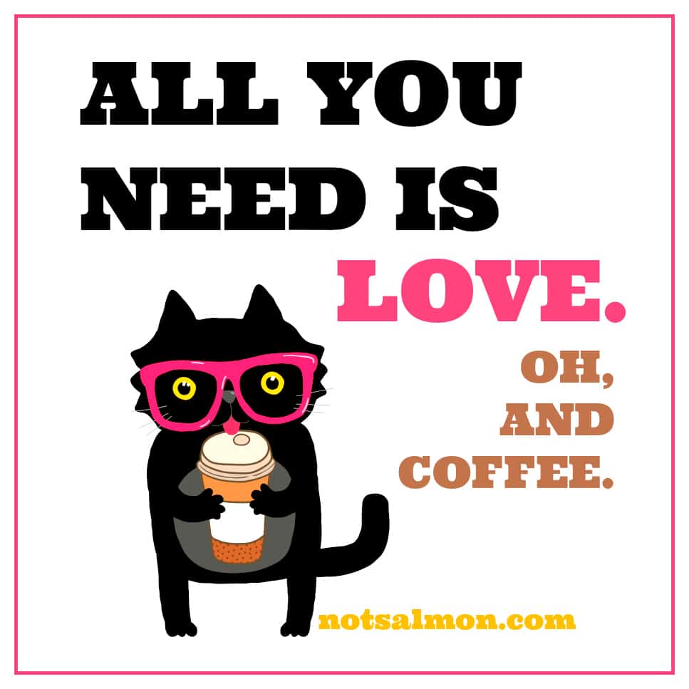 poster cat coffee love